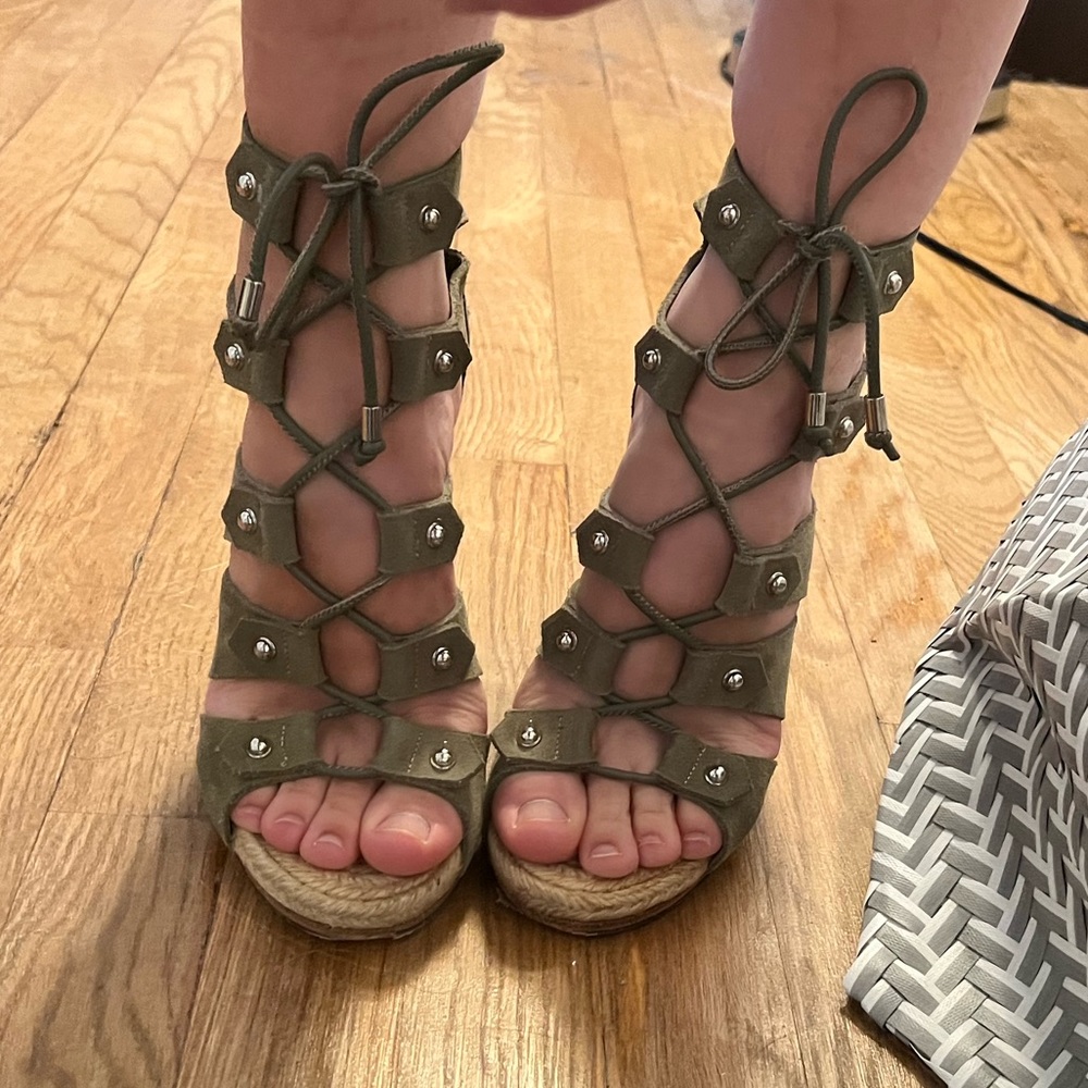 Authentic Gucci Green Suede High Heel Sandals